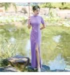 女裝禮服裙立領繡花長旗袍