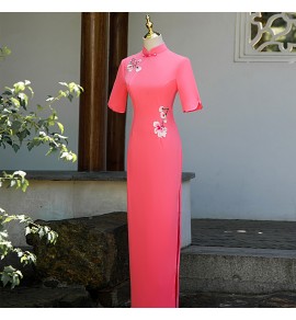 女裝禮服裙立領斜襟改良旗袍