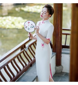 女裝禮服裙立領斜襟改良旗袍