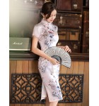 女裝旗袍裙立領復古花紋中長裙