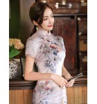 女裝旗袍裙立領復古花紋中長裙