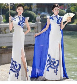 女裝禮服裙立領刺繡改良旗袍