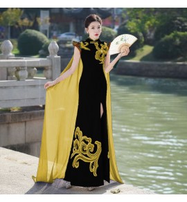 女裝禮服裙立領刺繡改良旗袍