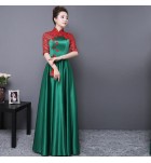 女裝禮服裙蕾絲刺繡改良旗袍長裙
