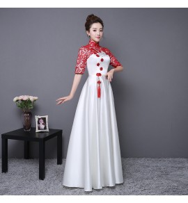 女裝禮服裙蕾絲刺繡改良旗袍長裙
