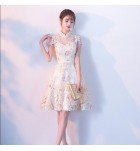 少女禮服裙立領短袖短裙