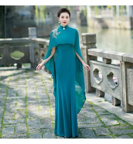 女裝禮服裙立領披肩旗袍長裙