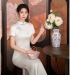 少女旗袍立領短袖盤扣文藝復古