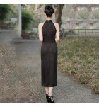 少女旗袍掛脖無袖禮服裙