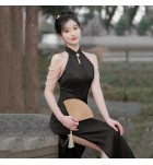 少女旗袍掛脖無袖禮服裙