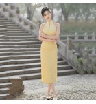 少女旗袍掛脖無袖禮服裙