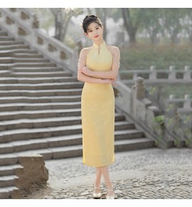 少女旗袍掛脖無袖禮服裙