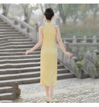 少女旗袍掛脖無袖禮服裙