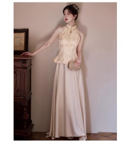女裝禮服裙露肩串珠流蘇長裙