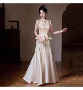 女裝禮服裙露肩串珠流蘇長裙