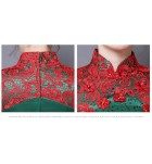女裝禮服裙立領刺繡中袖長裙