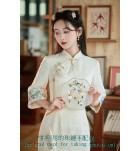 少女旗袍裙長款倒大袖連身裙