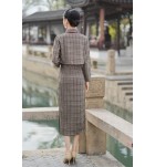 少女套裝旗袍裙長袖外套兩件套