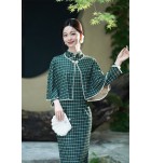 少女套裝旗袍裙披肩外套兩件套 