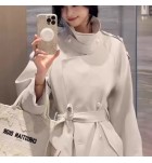 女裝米白色雙排扣風衣外套