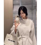 女裝米白色雙排扣風衣外套