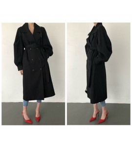 女裝秋冬新款寬鬆長袖風衣大衣