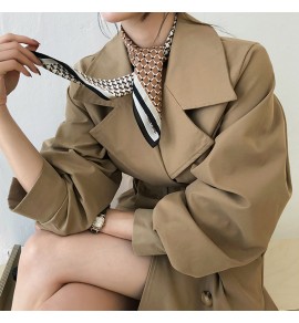 女裝秋冬新款寬鬆長袖風衣大衣