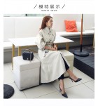 女裝秋冬新品立領單排扣系帶風衣式連身裙