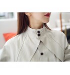 女裝秋冬新品立領單排扣系帶風衣式連身裙
