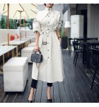 女裝秋冬新品立領單排扣系帶風衣式連身裙