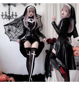 Cosplay 吸血鬼修女服十字架暗黑哥特風舞臺表演服