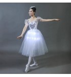 少女禮服裙V領LED發光舞會裙