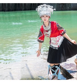 女裝民族風苗族少女套裝裙