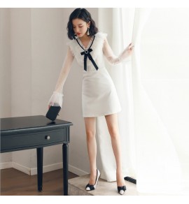 少女連身裙網紗喇叭袖禮服裙