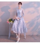 連身裙灰色宴會禮服裙