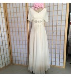 晚裝禮服裙V領披肩袖長裙