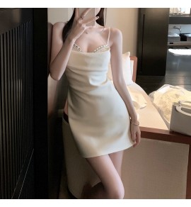 少女連身裙吊帶抹胸珠鑽飾短裙
