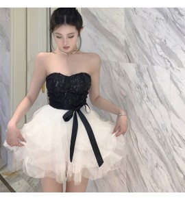 少女連身裙抹胸網紗蓬蓬裙禮服裙