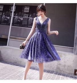 連身裙V領宴會短款禮服裙