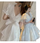 少女連身裙V領禮服裙