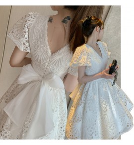 少女連身裙V領禮服裙