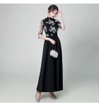 少女禮服裙圓領中袖長裙