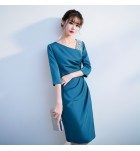 少女禮服裙V領釘珠飾及膝裙