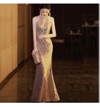 晚裝禮服性感掛脖亮片魚尾裙