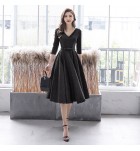 少女連身裙V領禮服中長裙