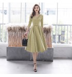 少女連身裙V領禮服中長裙