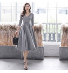 少女連身裙V領禮服中長裙