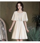 少女連身裙花邊領披肩袖短款禮服裙