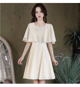 少女連身裙花邊領披肩袖短款禮服裙