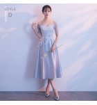 少女禮服裙緞面中長裙